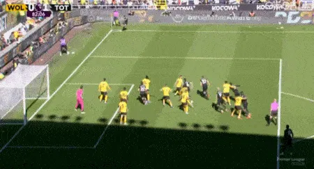 体育平台-帕利尼亚禁区后点铲射破门，热刺1-0狼队